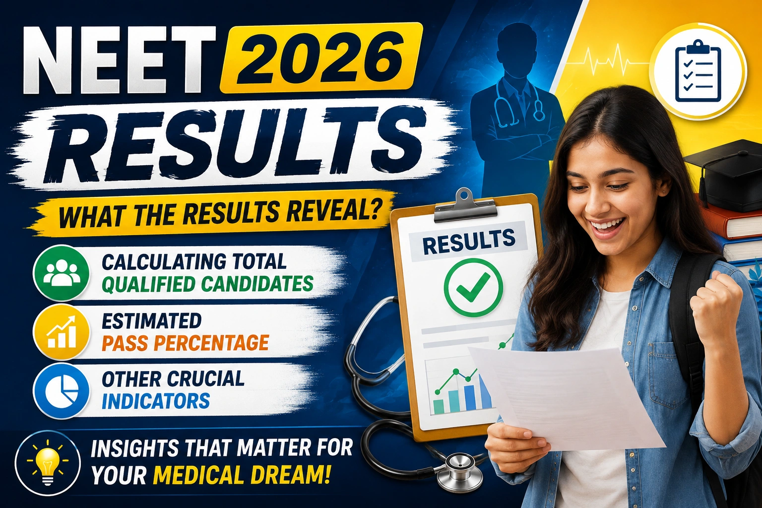 NEET 2026 Results: Calculating Total Qualified Candidates, Estimated Pass Percentage, and Other Crucial Indicators.